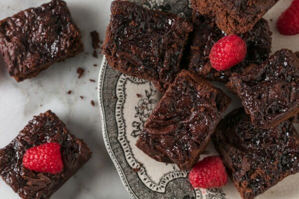 Raspberry filled Brownie